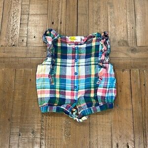 Mini Boden plaid tie front crop top